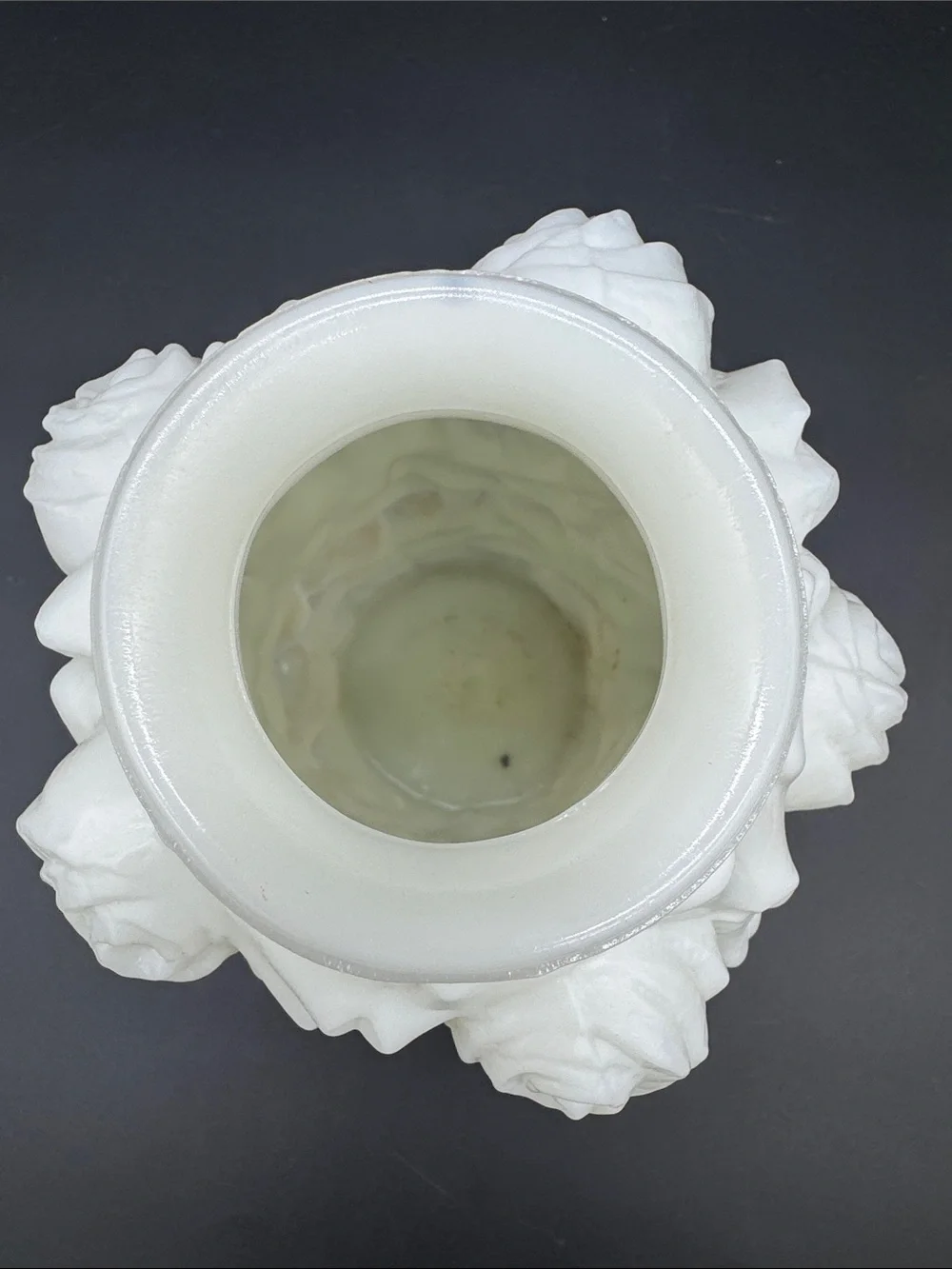 Vintage Gaudy Rose Lancaster White Milk Glass Vase 7 inch